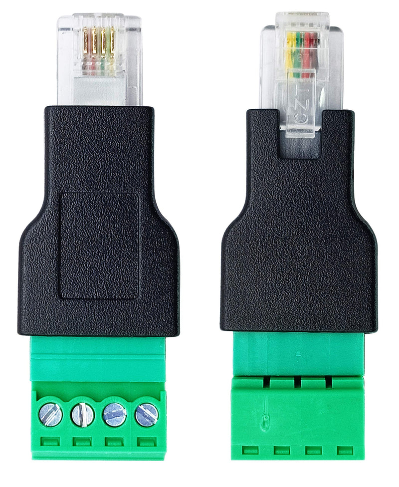 [Australia - AusPower] - AAOTOKK RJ11 Screw Terminal RJ11 4P 4C Male to 4Pin Female Bolt Screw Type terminals Plug for Telephone,CCTV wiring Coupler (2 Pack) 