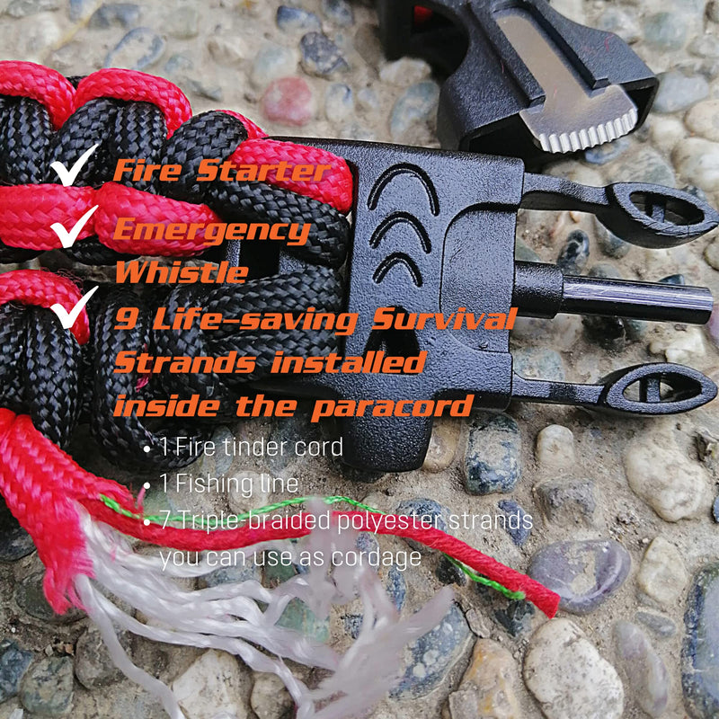 [Australia - AusPower] - Pro Hiking Compass Survival Gear and Equipment – Waterproof, Glow-in-the-Dark with Mirror Sighting – Neck Lanyard with 35-Ft Paracord Rope, Fire Starter Survival Tool, Whistle, Fishing Line 