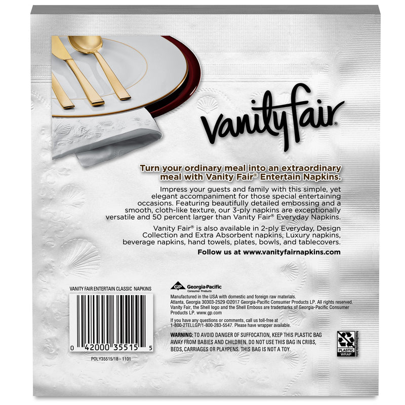 [Australia - AusPower] - Vanity Fair Entertain Paper Napkins, 40 3-Ply Disposable Napkins, Dinner Size 