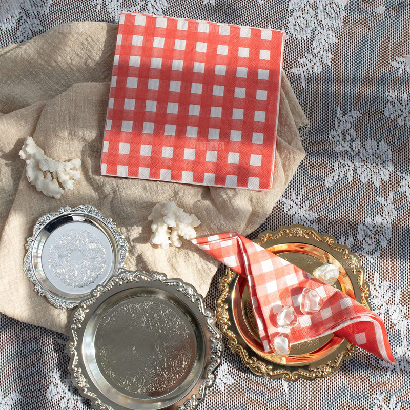 [Australia - AusPower] - AUEAR, 40 Count Red and White Gingham Luncheon Napkins Disposable Paper Party Napkins for Dinner Garden Barn Picnic or Farm Birthday Party BBQ 