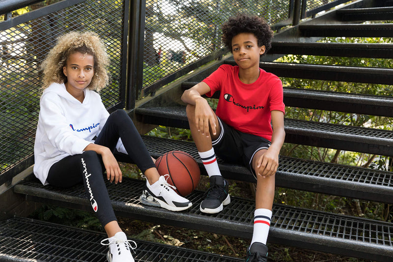 [Australia - AusPower] - Champion Boys Short Sleeve Tee Shirt Chest Script Big and Little Boys Top Sweet Green Large 