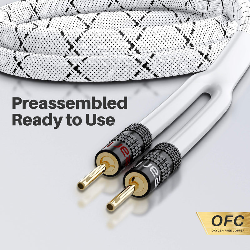 [Australia - AusPower] - GearIT 12AWG Premium Heavy Duty Braided Speaker Wire (6 Feet) with Dual Gold Plated Banana Plug Tips - Oxygen-Free Copper (OFC) Construction, White 6 Feet 