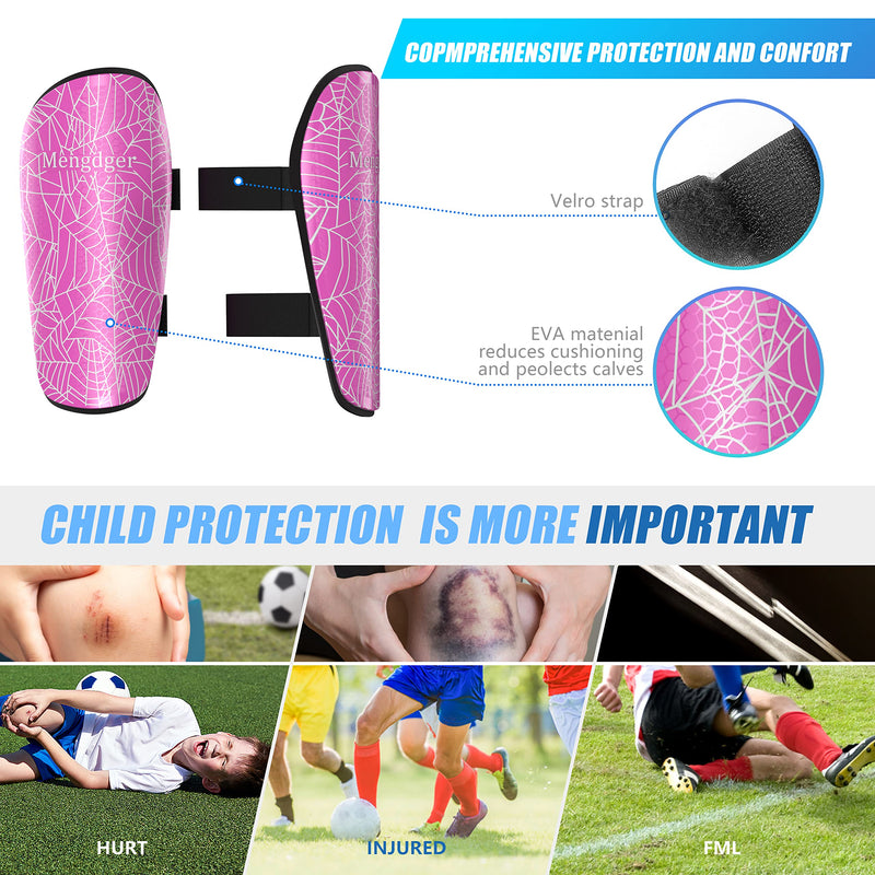 [Australia - AusPower] - Shin Guards Soccer Youth Kids Boys Girls Toddler Shin Pads Child EVA Cushion Protection Reduce Shocks Injurie Calf Protective Gear Suitable for 4 5 6 7 8 9 10 11 12 Years Old Small Pink 
