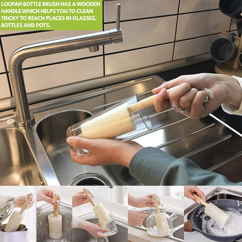 [Australia - AusPower] - Bamboo Paper Towels | Washable Reusable Paper Towels, 2 Rolls,(40 Sheets)1 Year Supply & Loofah Sponge & Dish Scrub Brush | Eco Friendly Paper Towel Alternative | Zero Waste Gift Set 