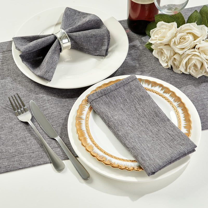 [Australia - AusPower] - Mebakuk Cloth Napkins Set of 12, Premium 17 x 17 Inch Solid Washable Linen Style Napkins, Soft Table Napkin for Wedding Party Restaurant Dinner Parties (Dark Grey, Set of 12) Dark Grey 