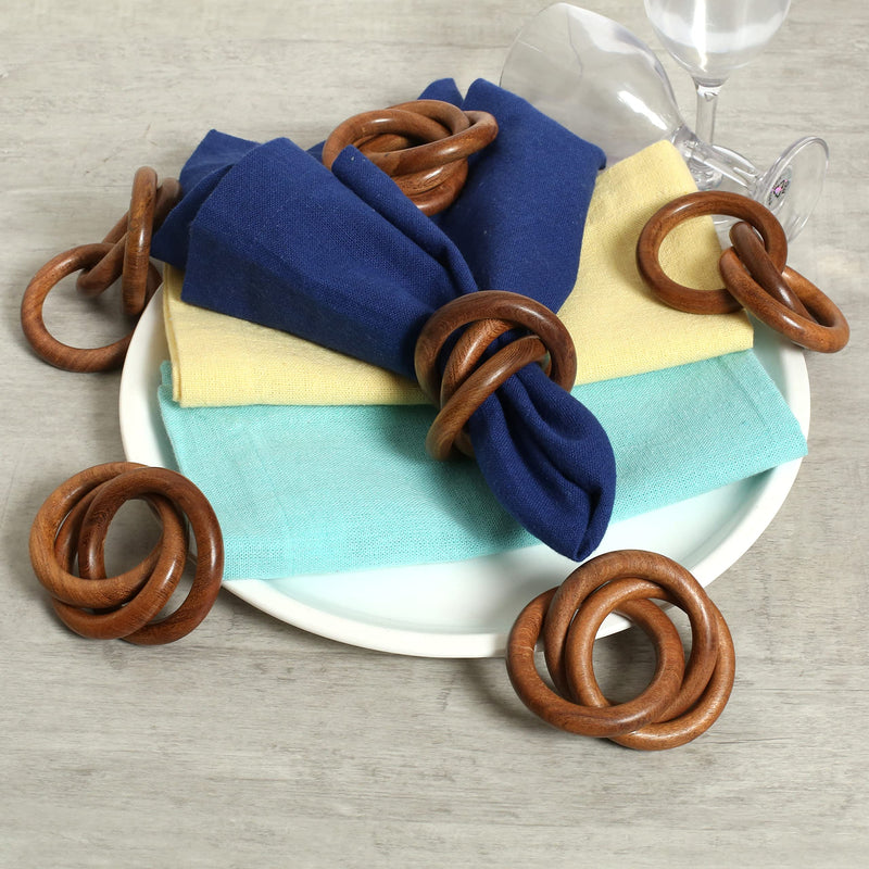 [Australia - AusPower] - Three Ring Napkin Rings Set of 12, Decorative Handcuff Serviette Ring, Napkin Holders, Napkin Rings Bulk for Party Decoration, Dinning Table, Everyday, Family Gatherings Tabletop Décor - Rust Brown Rust Brown Set of 12 
