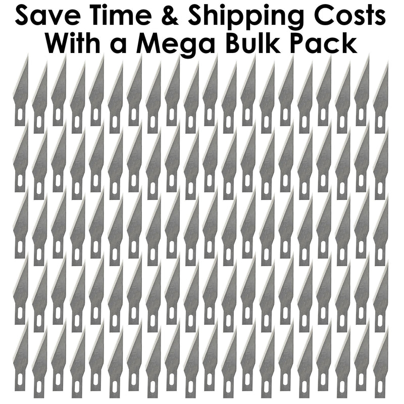 [Australia - AusPower] - Premium USA-Made Steel Hobby Knife Blades Mega Bulk 100 Pack. Save Time and Shipping Costs! The Fine Point #11 Size Blade Universally Fits #1 Craft Knife Handles for Modeling and Papercraft Projects 