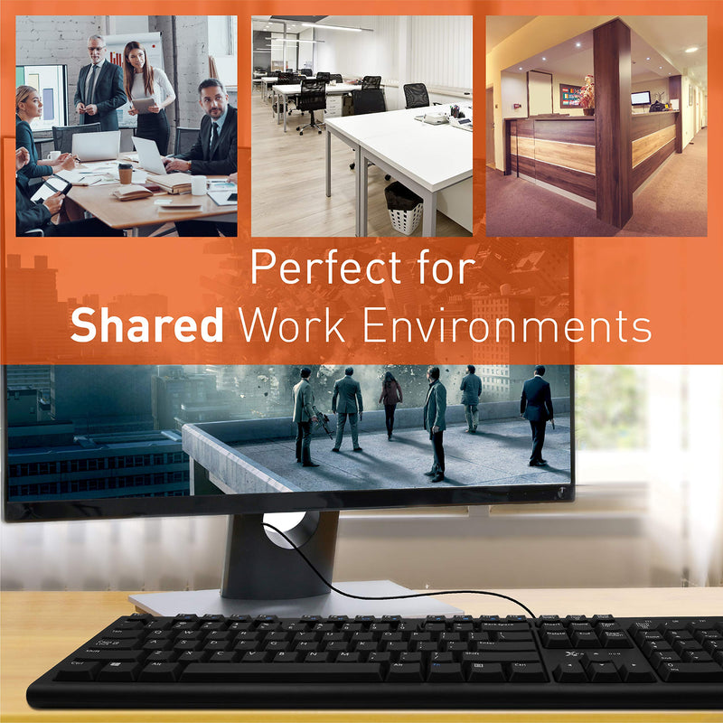 [Australia - AusPower] - X9 Performance Wired Keyboard - USB Computer Keyboard Wired, Coated with Silver Zinc Zeolite - USB Keyboard for Laptop with 5FT Cable - Wired Computer Keyboard for PC | Chromebook - Perfect for Office 