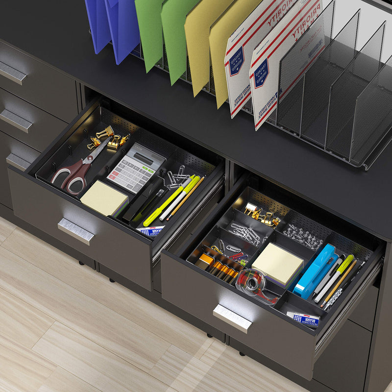 [Australia - AusPower] - Simple Houseware Drawer Organizer Tray with 9 Adjustable Compartments, Black 1 Pack 