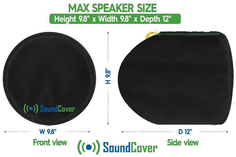 [Australia - AusPower] - Black Heavy Duty Medium Marine Speaker Covers for Round 6.5" & Oval 6x9 Boat Wakeboard Tower Pod Speakers - Fits Boss Audio, MCM Custom Audio, Rockville Marine Speakers (Size H 9.8" x W 9.8" x D 12") Black 