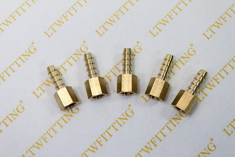 [Australia - AusPower] - LTWFITTING Brass Fitting Coupler 1/4-Inch Hose Barb x 1/8-Inch Female NPT Fuel Water(Pack of 5) 