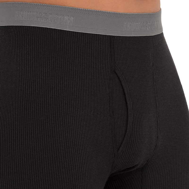 [Australia - AusPower] - Fruit of the Loom Men's Recycled Premium Waffle Thermal Underwear Long Johns Bottom (1, 2, 3, and 4 Packs) Medium Black 