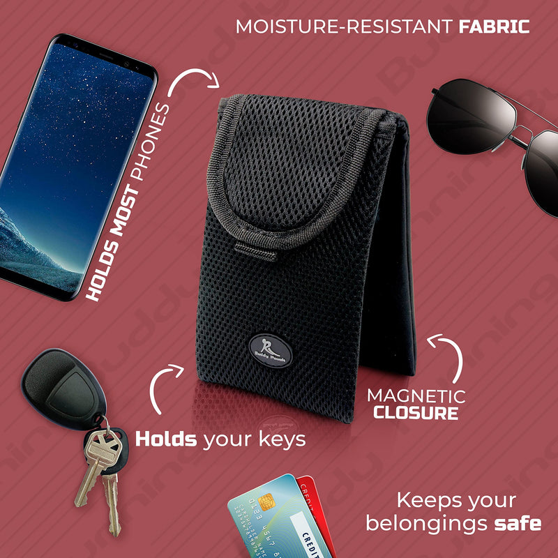 [Australia - AusPower] - Running Buddy Mini Plus Buddy Pouch – Magnetic Pouch / Waist Pack Carries Phone, Pet Treats and Basic Essentials – Great for Running, Walking, Travel and More Mini Plus Black (6.5" x 4") 