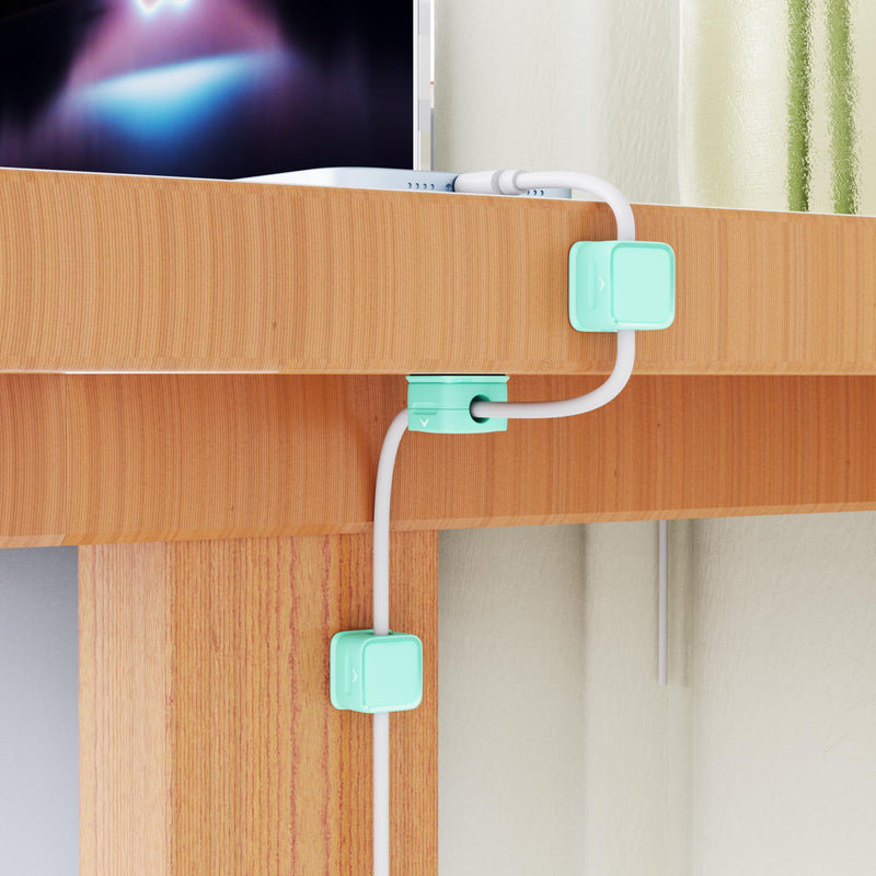 [Australia - AusPower] - smofish Cord Organizer Holder, 6 Pack Magnetic Desk Cable Clips Management, Hide Phone Charging Cable Keeper, Strong Adhesive Wire Charger Holder for Nightstand, Kitchen Appliances, Office Supplies mint green 