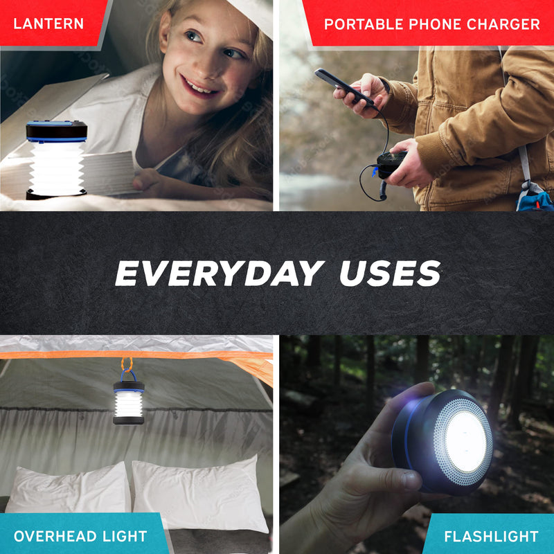 [Australia - AusPower] - KIZEN Collapsible LED Solar Lantern - Rechargeable, USB & Solar Powered Camping Lights for Hiking, Backpacking and Emergency Use - Portable Outdoor Camp Light - Blue 