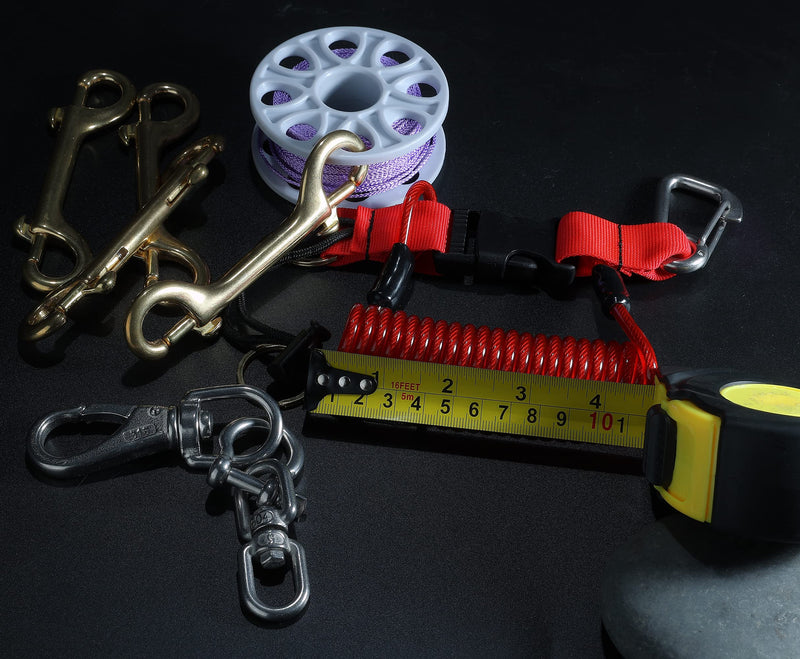 [Australia - AusPower] - Scuba Diving Lanyard,Spring Coiled Lanyard,Double End Snap Hook Clip Diving Hook with Quick Release Buckle for Cameras and Dive Lights Set of 1 
