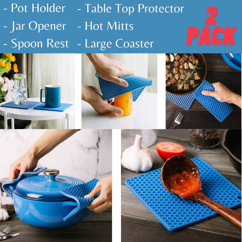 [Australia - AusPower] - BTaT- Trivets for Hot Pots and Pans, 2 Pack, Trivets, Silicone Trivet, Hot Plate Holder, Trivets for Hot Dishes, Hot Pot Holder, Silicone Trivet Mat, Silicone Trivets, Trivet Set, Trivet Mats, Hotpads 