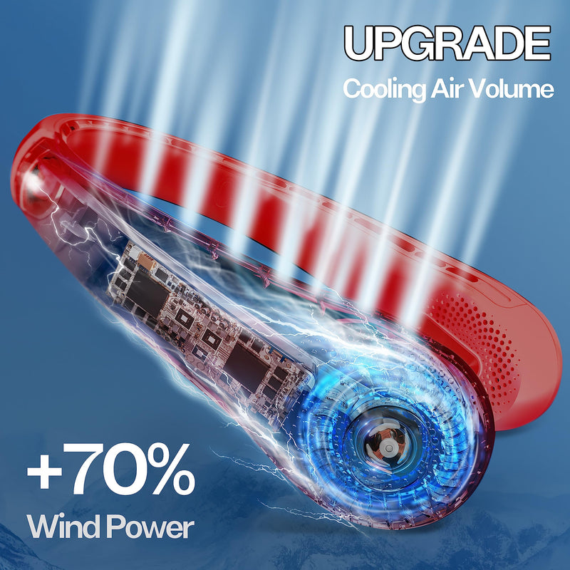 [Australia - AusPower] - Portable Neck Fan, Personal Bladeless Neck Fans 4000mAh, Upgrade 360° Airflow, Super Quiet, 3 Speeds, USB Wearable Hands Free Fan Rechargeable, Battery Operated Cooling Fan for Indoor Outdoor Travel Red 