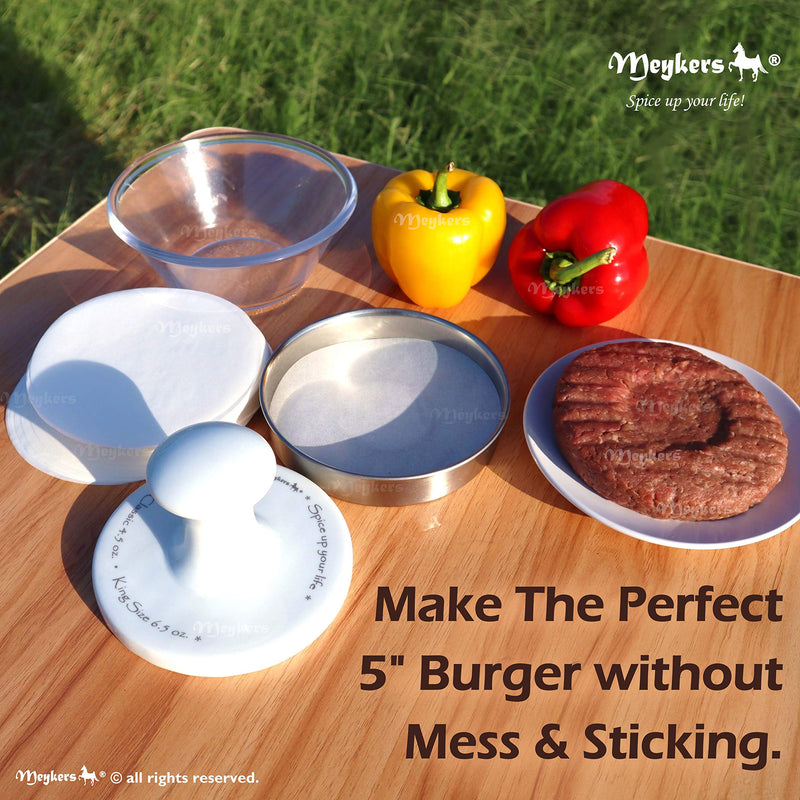[Australia - AusPower] - Meykers Wax Patty Paper Sheets for 5 Inches Burger Press - 500 Pcs Round hamburger patty paper to Separate Frozen Pressed Patties - Circle Burger Paper for Easy Release from Patty Maker Mold 500 Pack 
