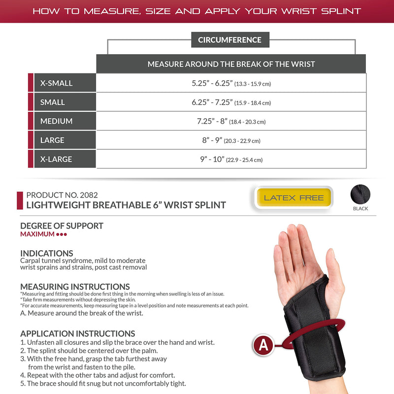 [Australia - AusPower] - OTC Wrist Splint, Petite or Youth Size Support Brace, Medium, 6 Inch (Left Hand) Medium (Pack of 1) 6 Inch (Left Hand) 