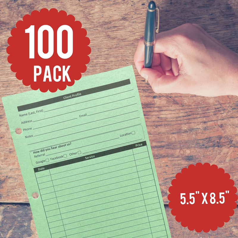 [Australia - AusPower] - Green Style Binder Insert Cards (100 per Pack, 5.5" X 8.5") for Salon, Spa, Hairdresser, Nail Salons… 