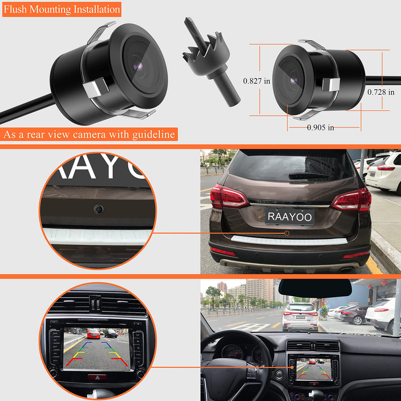 [Australia - AusPower] - Reverse Backup Camera,RAAYOO L002 HD 170 Degree Wide View Angle Universal Car Front/Side/Rear View Camera,2 Installation Option,Removable Guildlines,Mirror Non-Mirror Image,12V only 