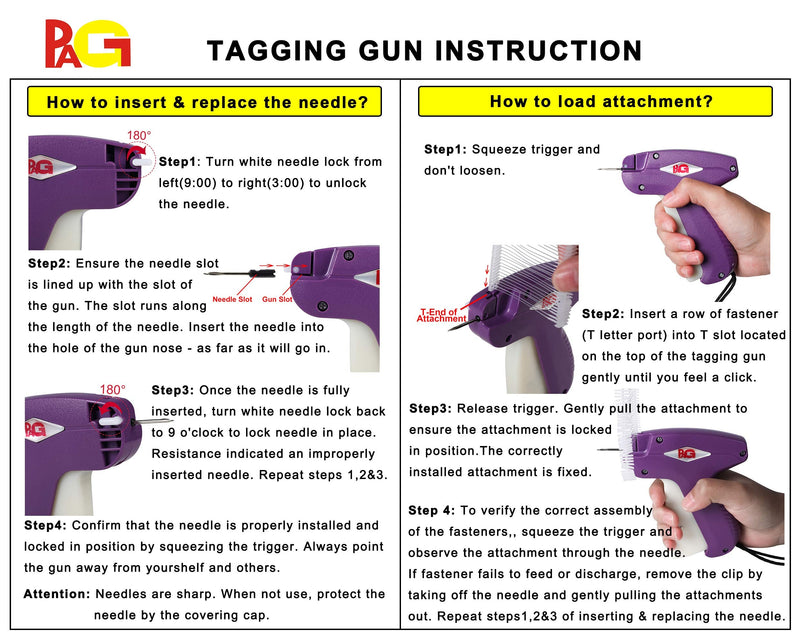 [Australia - AusPower] - PAG Standard Tagging Gun Price Tag Attacher Gun for Clothing with 5 Needles and 2000 2" Barbs Fasteners, Purple 