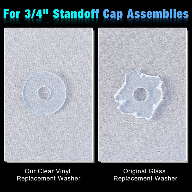[Australia - AusPower] - 3/4 Inch Clear Vinyl Replacement Washer Flat Washer Gasket 1/16 Inch (2 mm) Thickness Washer Spacer for Glass Shower Door Handles/Towel Bars, 3/4 Inch Standoff Cap Assemblies (20 Pieces) 20 