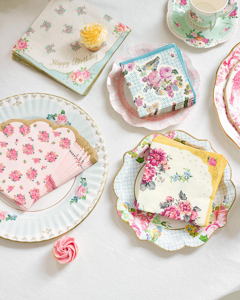[Australia - AusPower] - Talking Tables Tea Party Floral Napkins | Truly Scrumptious | Also Great for Birthday Party, Baby Shower, Wedding and Anniversary | Paper, 30 Pack 1 