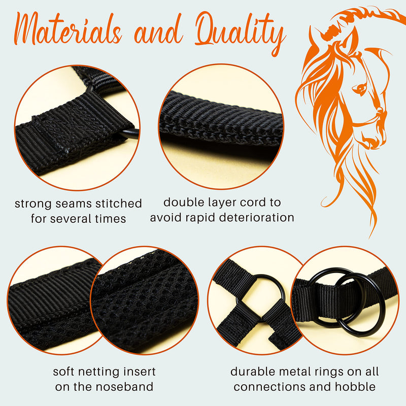 [Australia - AusPower] - yashchykov Personalized Horse Halter - Strong Nylon Halters for Horses with Adjustable Crown, Noseband and Cheek Piece - Durable and Padded Horse Halters for Cob, Full, Warmblood and Draft Horse 