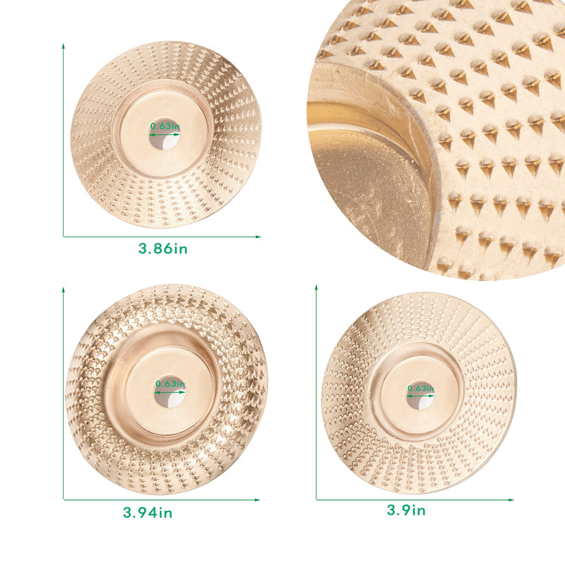 [Australia - AusPower] - Angle Grinder Wood Carving Disc - 3pcs Set for 4" or 4 1/2",Wood Grinding Wheel Shaping Disc for Wood Cutting, Grinder Cutting Wheel Attachments with 5/8" Arbor 