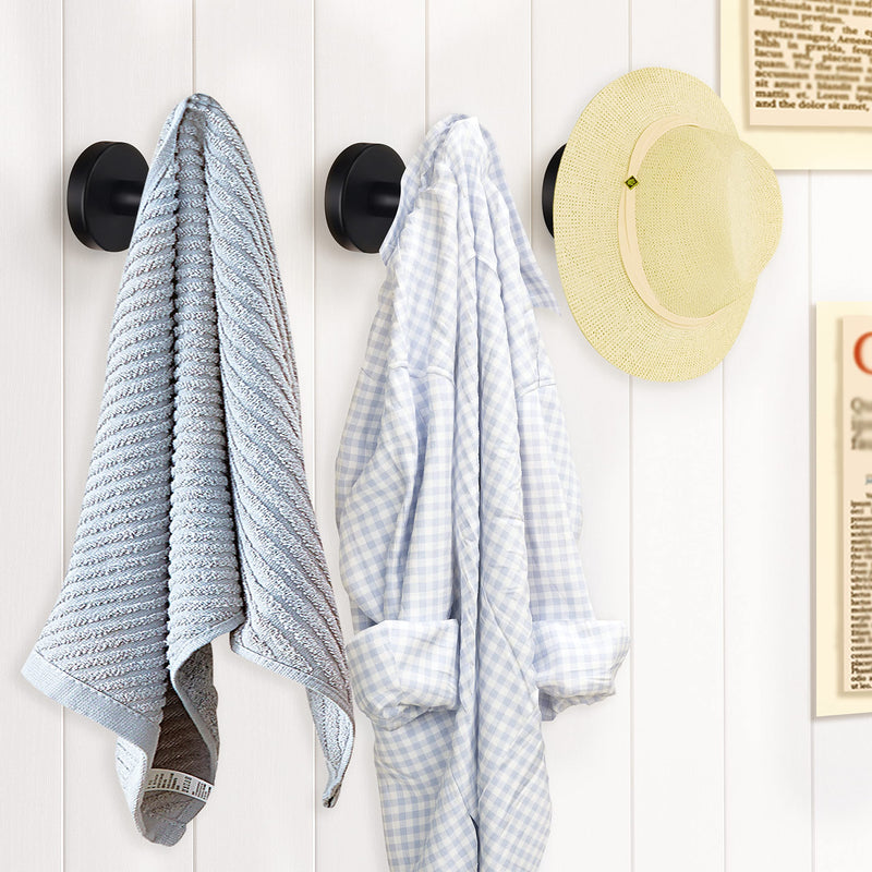 [Australia - AusPower] - Towel Hooks for Bathroom Wall Mount Robe Hook Towel Holder(3 Pcs Double Hooks+ 2 Pcs Towel Hooks)-Matte Black 