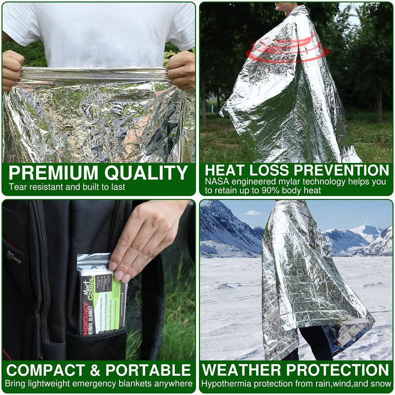 [Australia - AusPower] - Emergency Blankets for Survival Gear and Equipment x4, Space Blanket, Mylar Blankets, Thermal Blanket, Foil Blanket Emergency Shelter, Emergency Preparedness Items, Camping Blanket Emergency Supplies 