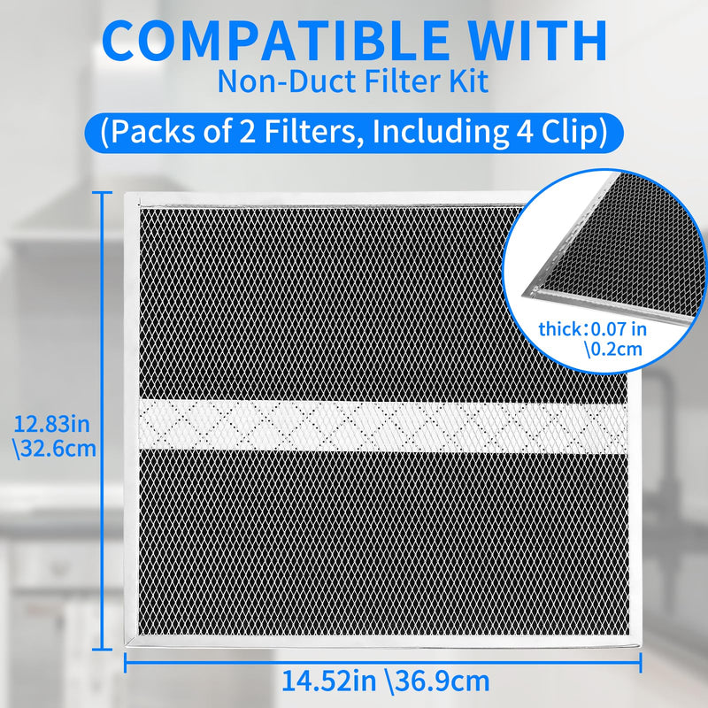 [Australia - AusPower] - WZKO Charcoal Filter for Broan Non-Ducted Range Hoods - Part Number S97020466 - Replacement Broan Range Hood Filter Set with 2 Filters and 4 Clips 