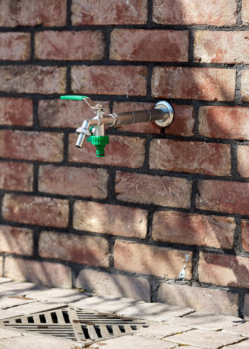 [Australia - AusPower] - Double tap with Outlet Valve | 1/2-inch Water Connection, Lever Type | with Two Individually Lockable 3/4-inch outlets and a Garden Hose Connector 2 x Tap Adapter 