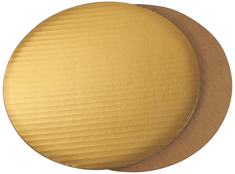 [Australia - AusPower] - 10" Round Cake Boards - 12-Pack Cardboard Scalloped Cake Pizza Tart Circle Base Stands - 10 Inches Diameter, Gold Metallic 