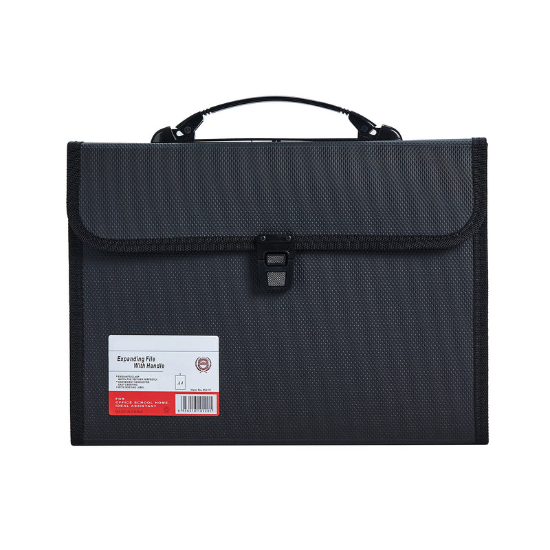 [Australia - AusPower] - FANWU Legal Size 13 Pocket Accordian File Organizer Expanding File Folder for FC A4 Paper, Briefcase File Case with Durable Handle & Buckle Closure for School Home Business (Black) Black-2 