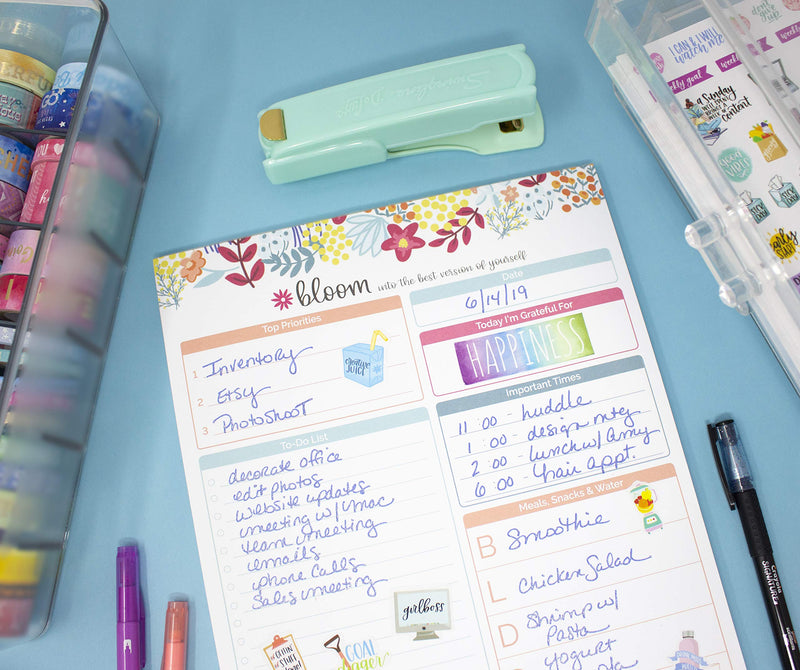 [Australia - AusPower] - bloom daily planners Daily Planning System Tear Off to Do Pad - Undated Planning Sheets - 8.5" x 11" - Floral Dots Daily Planning System - Floral Dots 