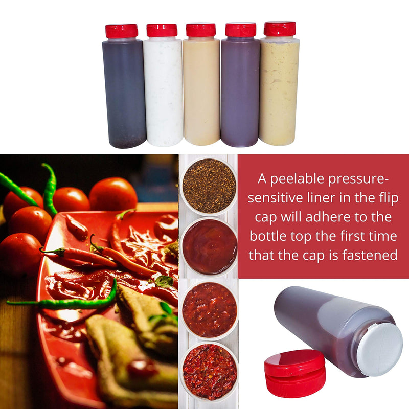[Australia - AusPower] - kelkaa 8oz HDPE Plastic Squeeze Bottles with Wide Mouth Opening, Red Flip Top Caps for Condiments and Any Thick Liquid Products, Multi-Purpose Refillable Empty Bottles (Pack of 10) 