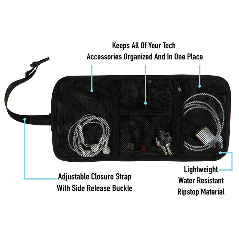 [Australia - AusPower] - GForce, Cable Travel Sized Bag, Mesh Pockets, Portable, in Black Tech Accessory Organizer 