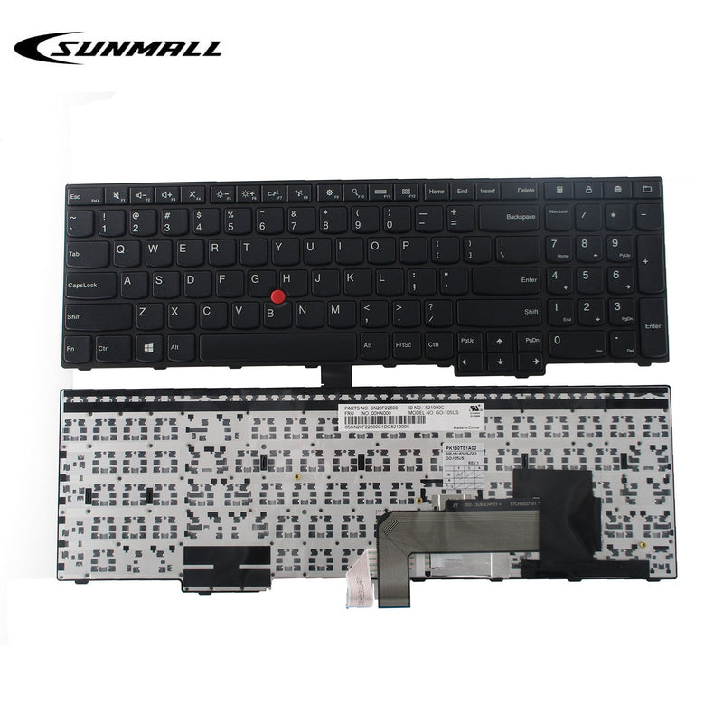 [Australia - AusPower] - SUNMALL Laptop Keyboard Replacement with Frame Compatible with Lenovo Thinkpad E550 E550C E555 E560 E565 Series Laptop Black US Layout 