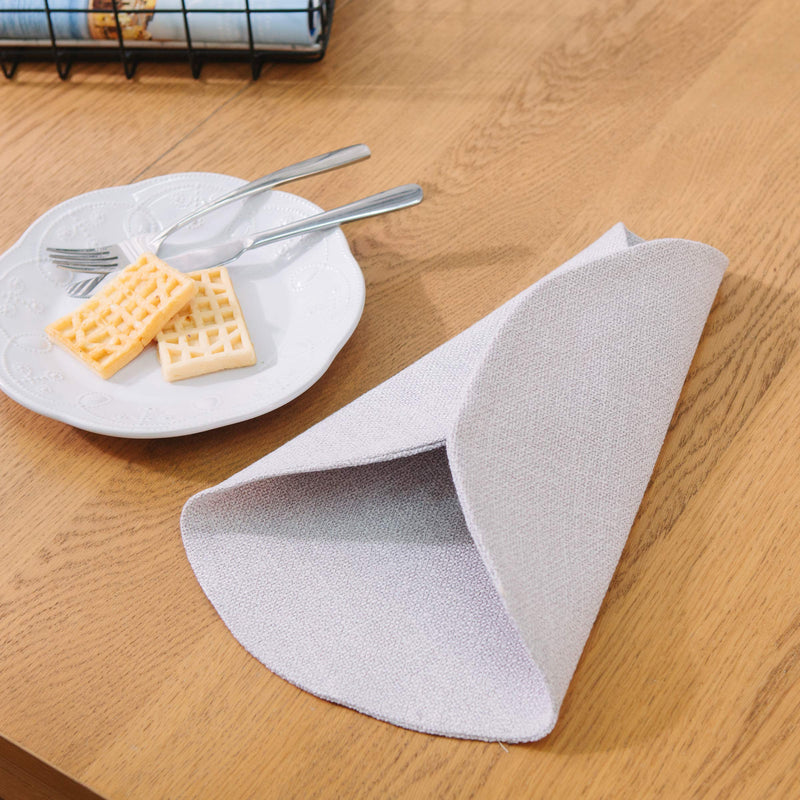 [Australia - AusPower] - Set of 4 Round Placemat 15 Inch Soft Linen eco-Friendly Fabric Handcrafted Machine Washable Indoor & Outdoor Tablemat Beige Round Placemats 15" 