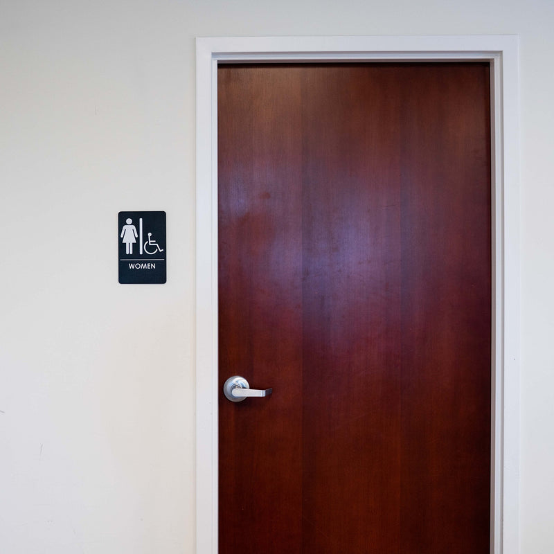 [Australia - AusPower] - Rock Ridge Men/Women Restroom Sign with Wheelchair Black/White - ADA Compliant (Bundle of 2 Signs) 