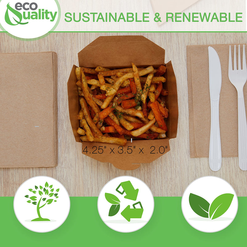 [Australia - AusPower] - Take Out Food Containers 26 oz Kraft Brown Paper Take Out Boxes Microwaveable Leak and Grease Resistant Food Containers - To Go Containers for Restaurant, Catering, Food Truck - Recyclable Lunch Box #1 by EcoQuality (25) 25 