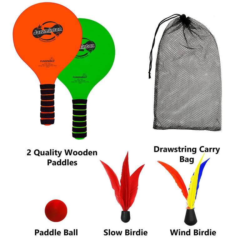 [Australia - AusPower] - Jazzminton Lite – Indoor & Outdoor Game for Family and Friends – 2 Paddles, 2 Birdies, 1 Ball - All Season Paddle Game for Kids and Adults – Take Your Kids Outside for Some Active Fun 