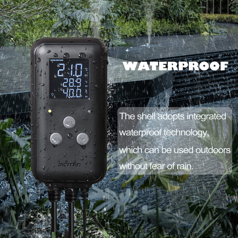 [Australia - AusPower] - DIGITEN Heat Mat Thermostat Waterproof Temperature Controller DTC315 Greenhouse Thermostat Aquarium Temperature Controller Plug in Thermostat for Seedlings 15A Reptiles Temperature Controller Outlet 15A Waterproof Temperature Controller 