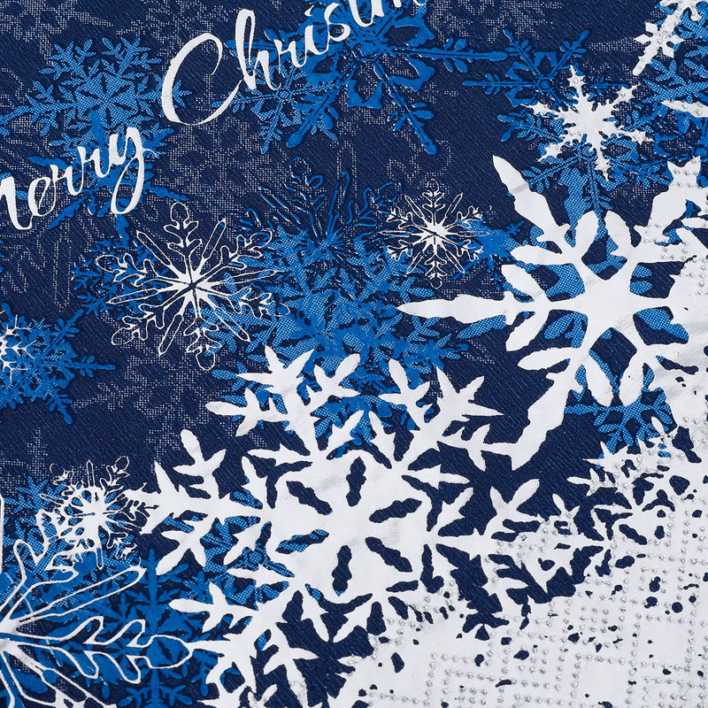 [Australia - AusPower] - Whaline 80 Pack Christmas Paper Napkins 6.5 x 6.5" Foil Silver Snowflake Cocktail Napkins Disposable Navy Blue White Party Beverage Napkins for Christmas New Year Winter Holiday Dinner Party Supplies 