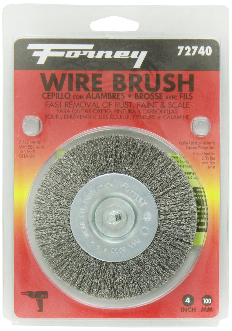 [Australia - AusPower] - Forney 72740 Wire Wheel Brush, Fine Crimped with 1/4-Inch Hex Shank, 4-Inch-by-.008-Inch 