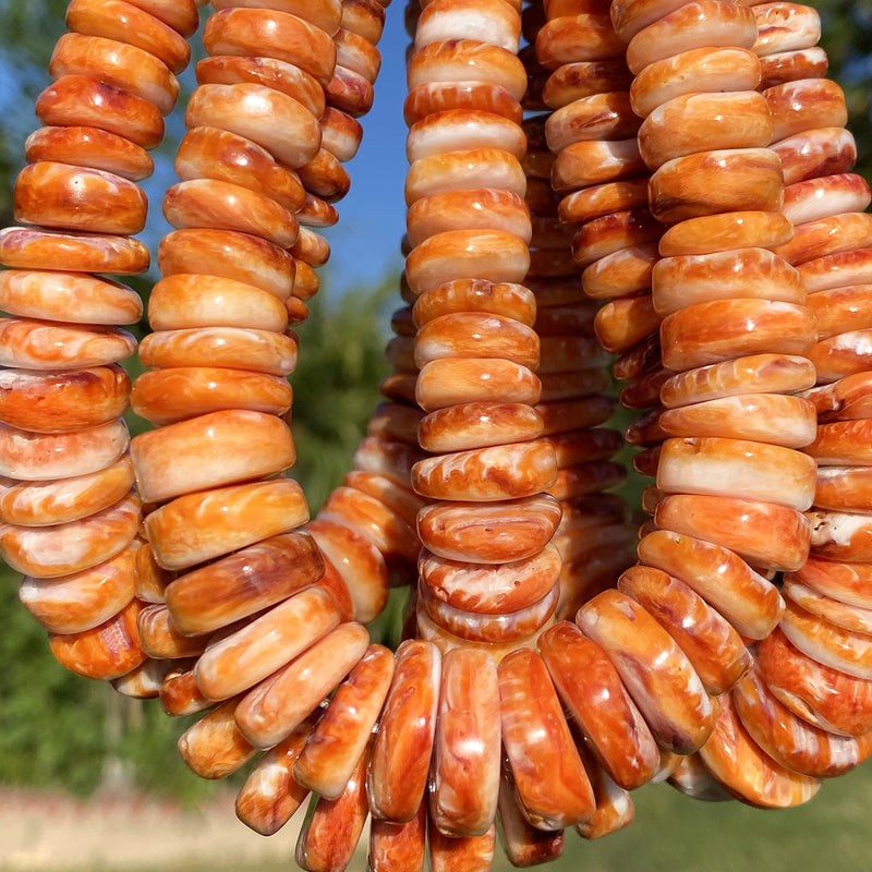 [Australia - AusPower] - [ABCgems] Gigantic Caribbean-Sea Orange Spiny Oyster Shell Beads - Natural & Organic Seashell for DIY Jewelry Making - Ideal for Necklaces, Bracelets - Irregular Rondelle - Graduated 8-18mm 18mm Graduated Sunset Orange 