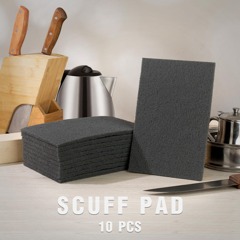 [Australia - AusPower] - S SATC 6" x 9" Gray General Purpose Scuff Pads,10 Pack Automotive Scotch Brite Pads for Scuffing,Scouring,Sanding,Paint Primer Prep Adhesion Scratch Scuff Pads for Woodworking,Automotive Restoration 